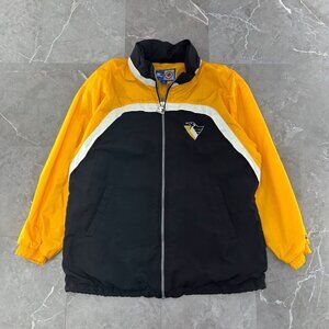 Vintage Starter Pittsburgh Penguins Jacket Mens XL Windbreaker Coat Hidden Hood